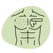 A line drawing of a person 's stomach with acne on it.
