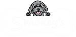 Playful dog logo for Smokey’s Doggy Cafe, a pet cafe in Keyport NJ