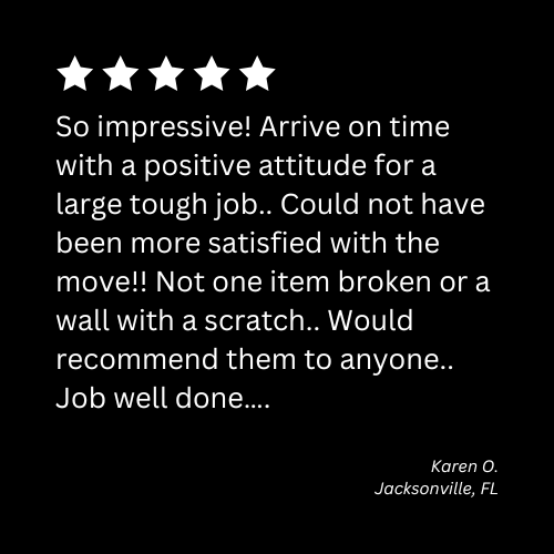 A client testimonial for A1A Moving & Transport in Jacksonville, FL