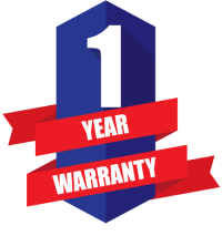 A blue shield with the words 1 year warranty on it | Action Service Center