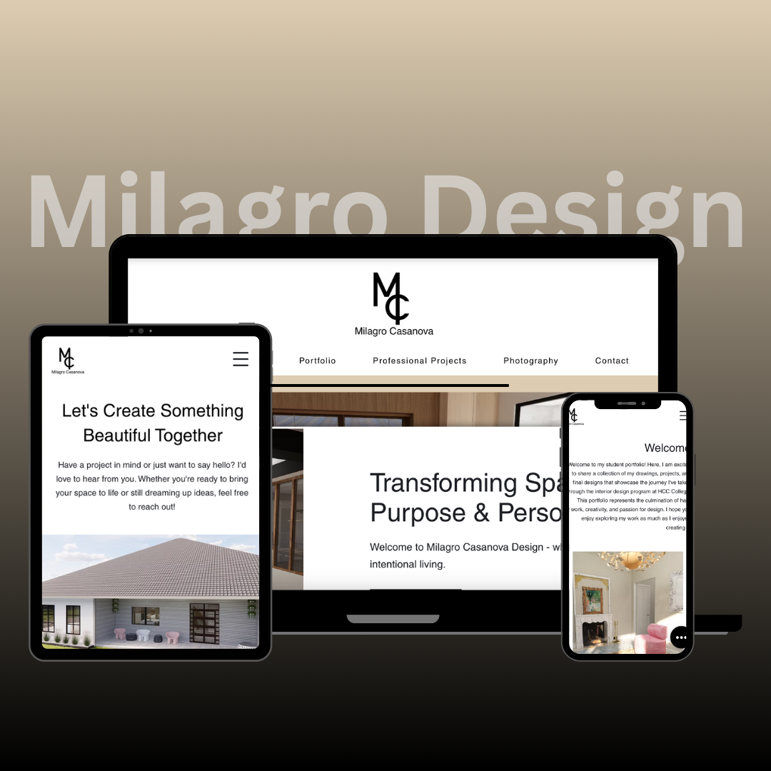 A laptop , tablet , and cell phone are displaying a website.