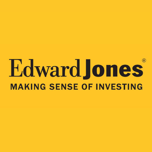 Edward jones making sense of investing logo on a yellow background