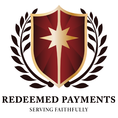 A logo for redeemed payments serving faithfully