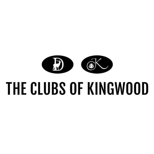 A black and white logo for the clubs of kingwood.