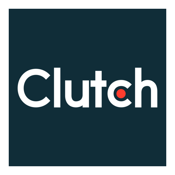 Clutch logo with white text on a dark blue background; a red dot replaces the letter “O”.