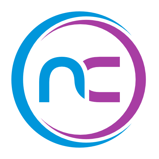 The letter n is in a blue and purple circle