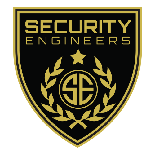 A black and gold logo for security engineers