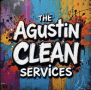 Logo for "The Agustin Clean Services" with colorful paint splatter background.