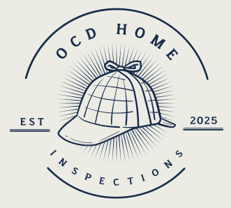 Logo for OCD Home Inspections: A fedora with radiating lines, within a circle, text 