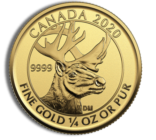A gold coin that says canada 2020 on it