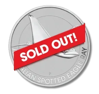 A silver coin that says sold out on it