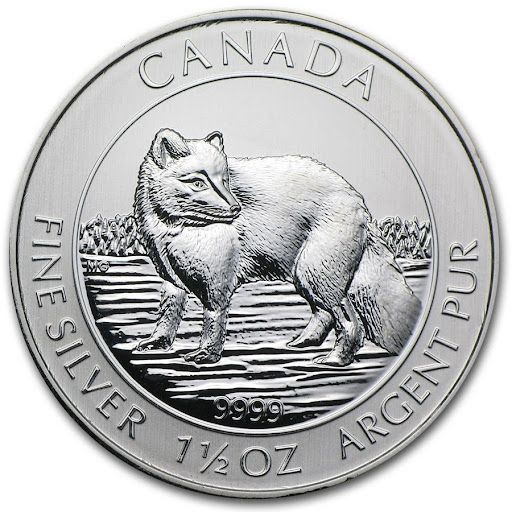 A silver coin from canada with a fox on it