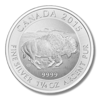 A silver coin from canada with a bison on it
