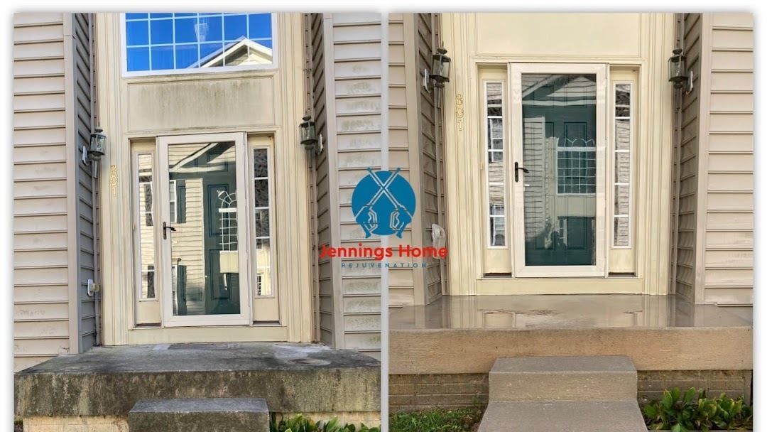 Before And After Picture Of Concrete Stairs Cleaning — Wilmington, DE — Jennings Home Rejuvenation