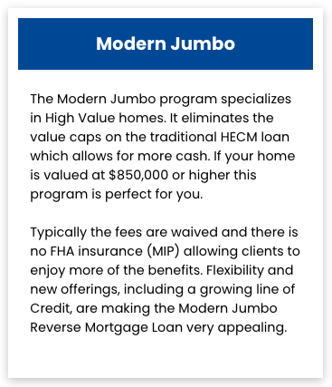 Jumbo reverse mortgage program San Clemente