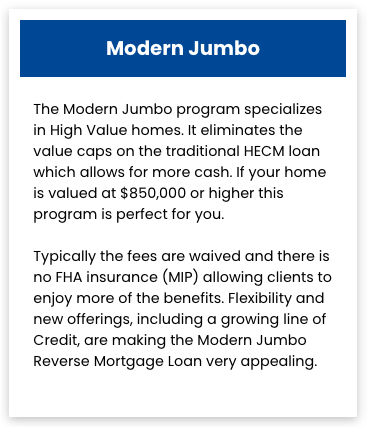 Corona Del Mar jumbo reverse mortgage program