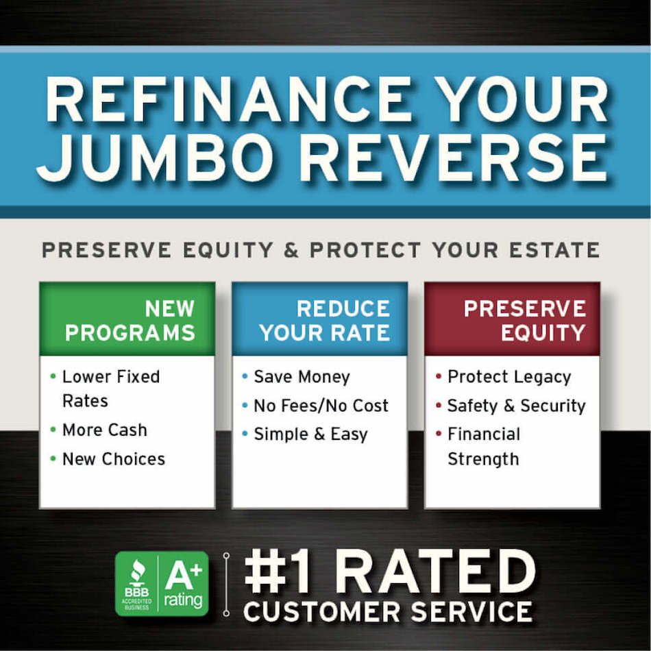 Jumbo reverse mortgage refinancing Dana Point