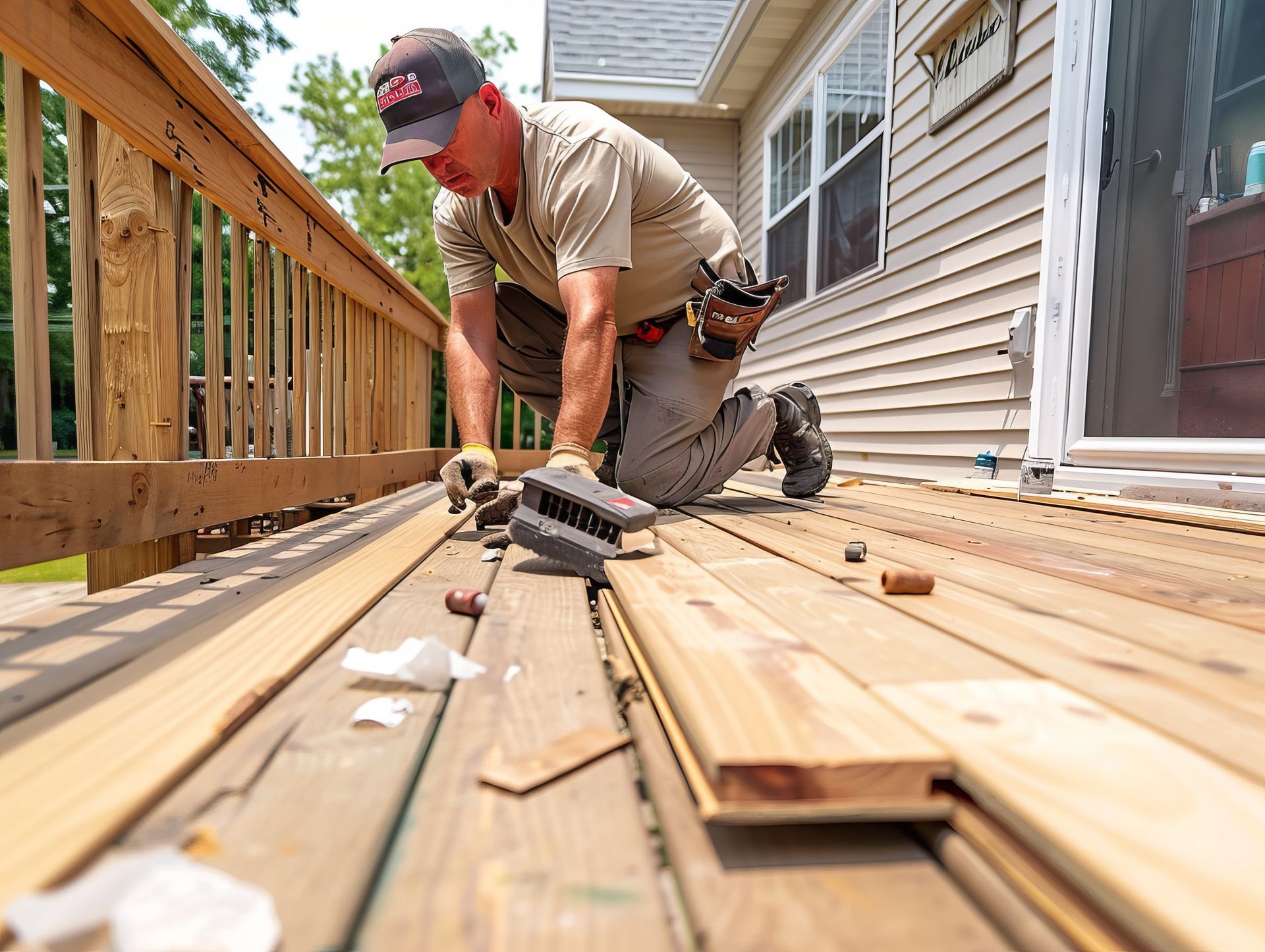 man working on deck