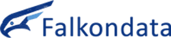 The Falkondata logo, featuring a blue, abstract bird-like graphic next to the company name in dark blue text.