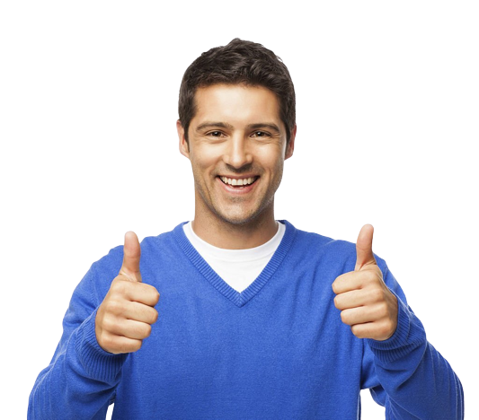 Casual Man Gesturing Thumbs Up