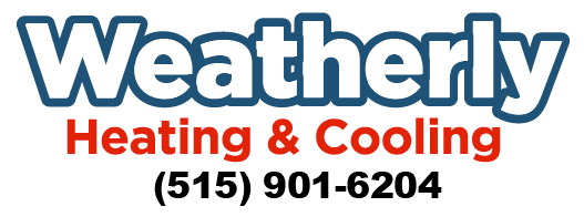 Logo for Weatherly Heating & Cooling with phone number.