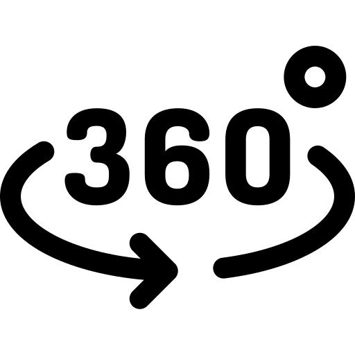 ein 360-Symbol mit einem Pfeil