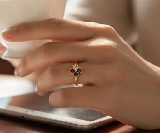 Anillo Acero Dorado Trébol NA1674