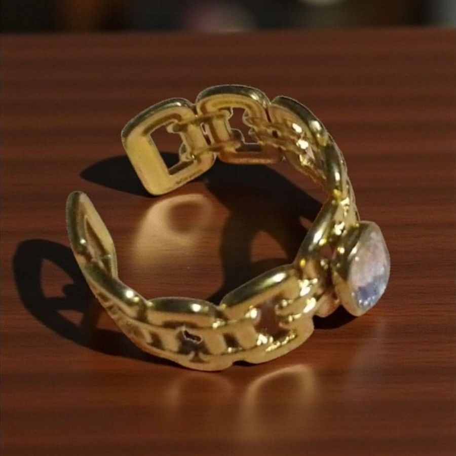 Anillo Acero Dorado OAN100
