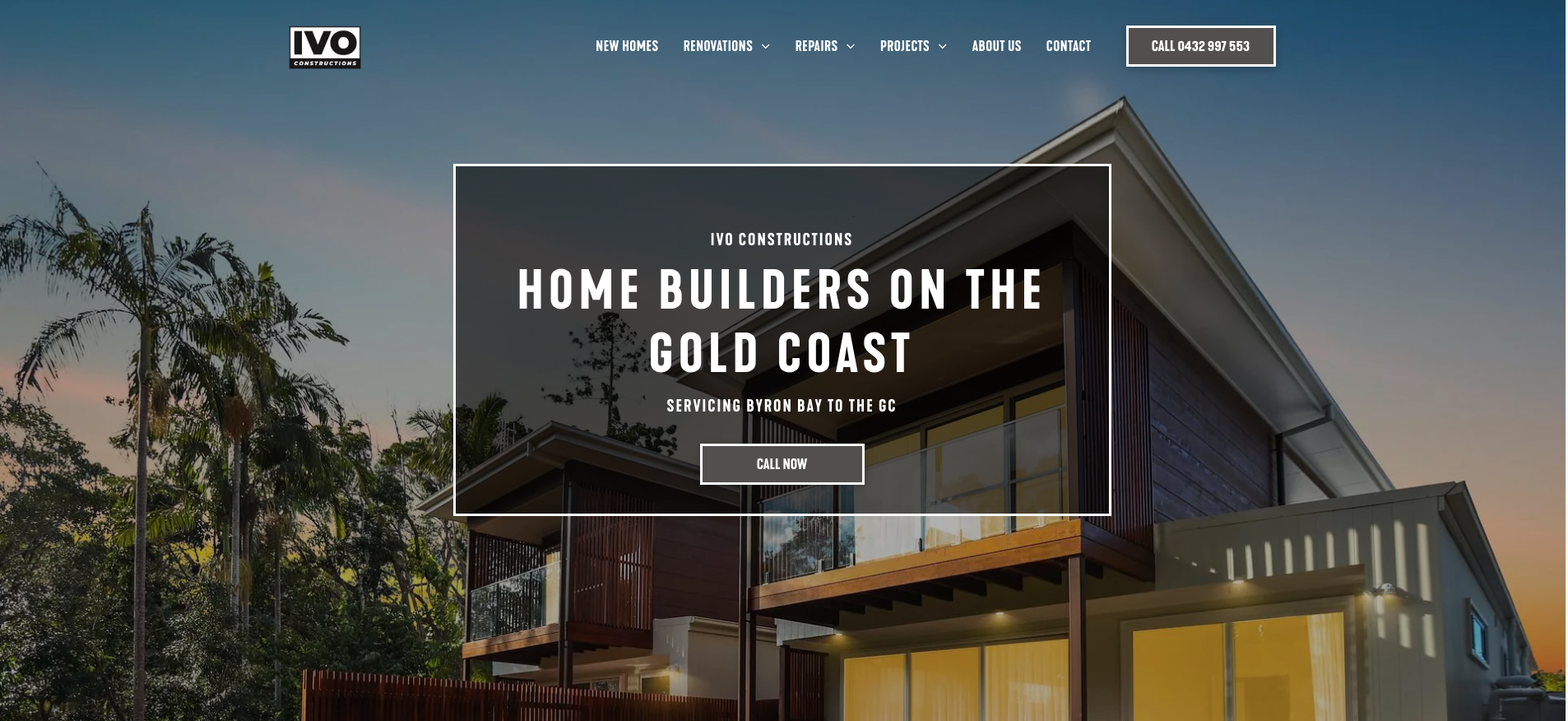 A screenshot of the home builders on the gold coast website.