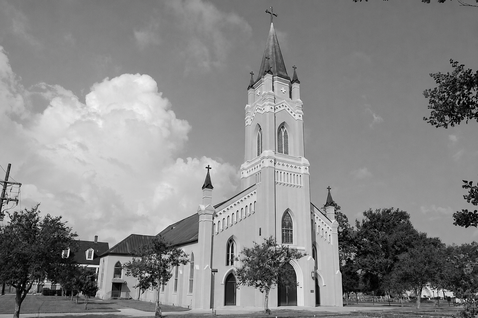 St. Philomene Catholic Church and Rectory in Labadieville. The property is listed on the National Register of Historic Places, and this 2010 photograph by Z28scrambler is licensed for reuse under CC BY-SA 3.0.