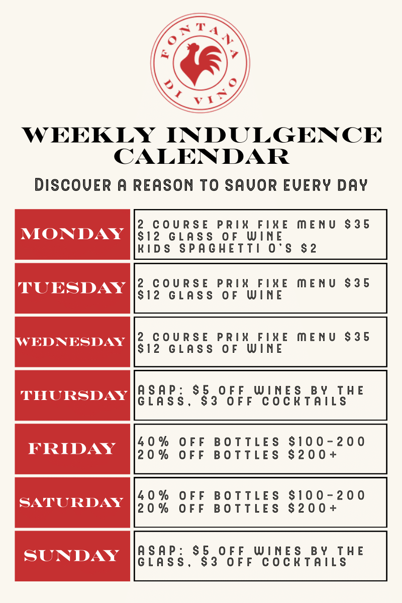 Menu displaying various drinks and food options.