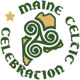 The maine celtic celebration logo has a celtic symbol in the center.