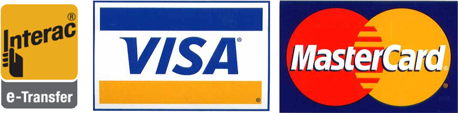 Visa, MasterCard and Interac e-transfer