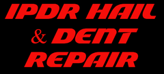 A red sign that says ipdr hail and dent repair