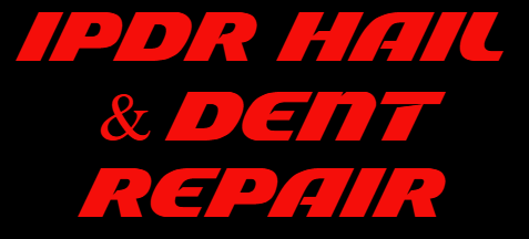 A red sign that says ipdr hail and dent repair
