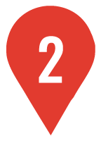 A red pin with the number two on it.