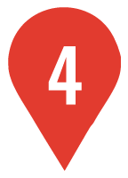A red pin with the number four on it.
