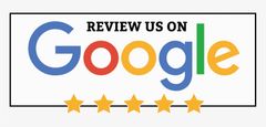 a google logo that says `` review us on google ''