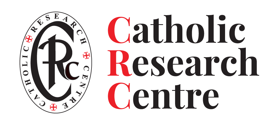 Logo for Catholic Research Centre. Features a red and black design with text and cross symbols.