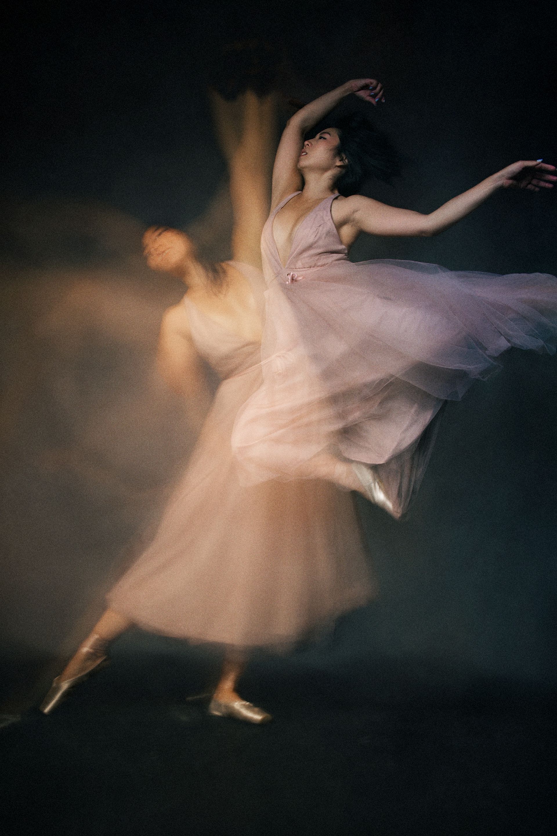 Dance-inspired fashion portrait emphasizing line and control
