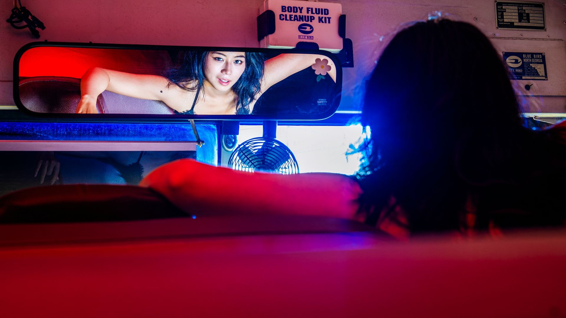 Radical fashion concept pairing editorial with school bus