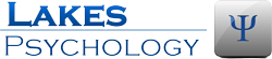 A logo for lakes psychology with a psychology symbol