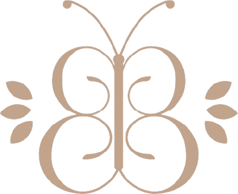 A brown butterfly with leaves on a white background.