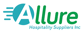 the allure hospitality suppliers inc logo is blue and green