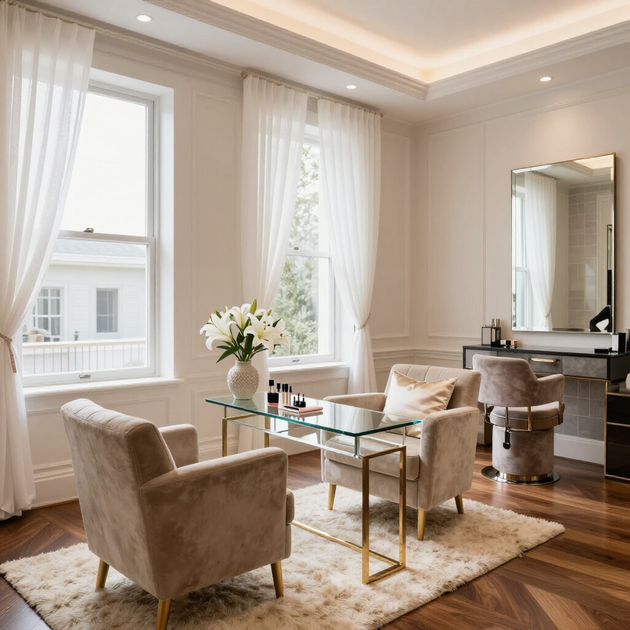 Nail technician workspace in private salon suite
