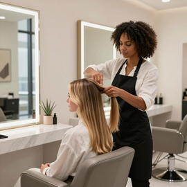 Hair stylist working in a private salon suite