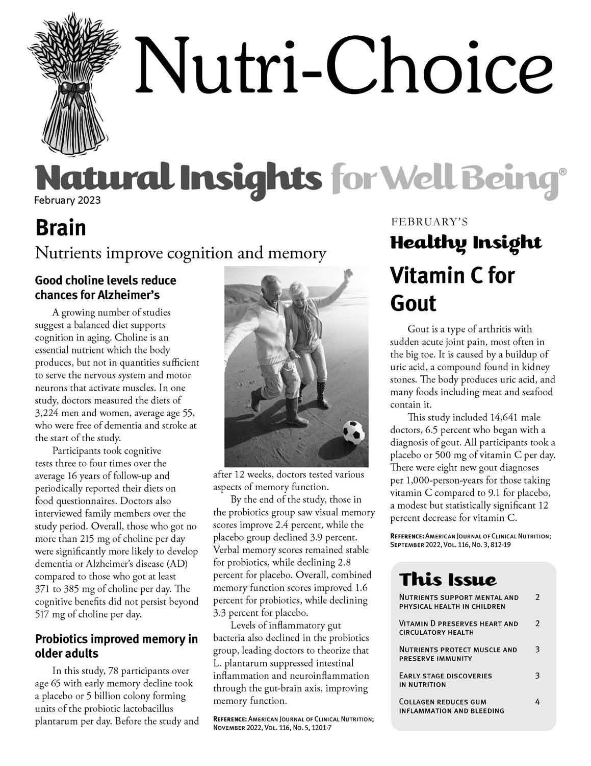 The front page of a newspaper titled nutri-choice natural insights for well being.