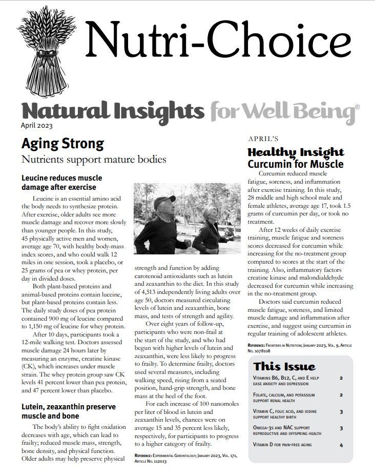 A newspaper titled nutri-choice natural insights for well being