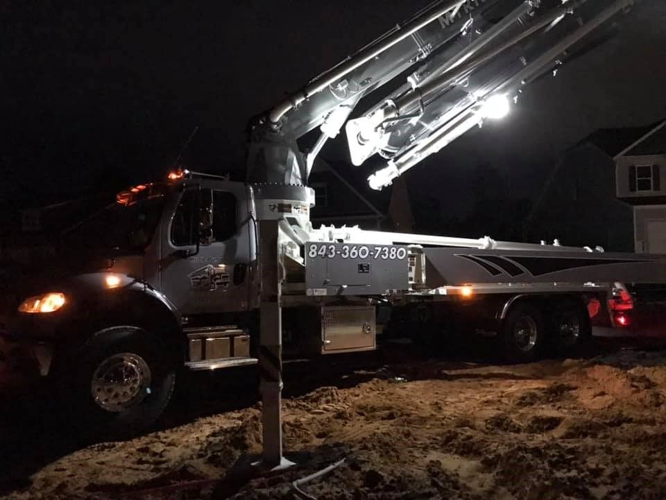 Pumping Truck at Night — Longs, SC — Myrtle Pumping LLC