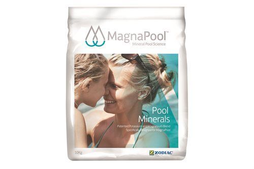 White bag of MagnaPool Pool Minerals with a photo of two people — Cooloola Coast Property Maintenance in Rainbow Beach, QLD